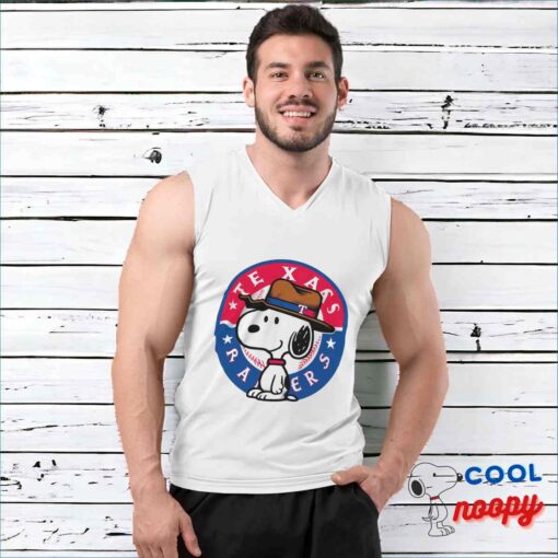 Exquisite Snoopy Texas Rangers Logo T Shirt 3