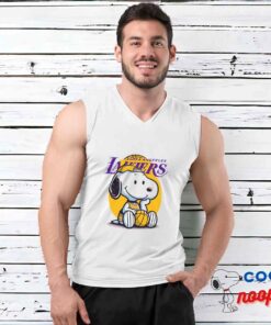 Fascinating Snoopy Los Angeles Lakers Logo T Shirt 3