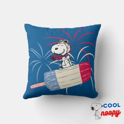 Flying Ace Snoopy On Ice Pop Throw Pillow 4