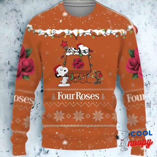 Four Roses Whiskey American Whiskey Beers Merry Christmas Snoopy House Ugly Christmas Sweater 1