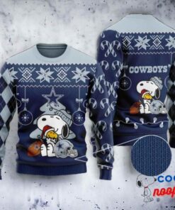 Funny Snoopy And Woodstock Dallas Cowboys Christmas Ugly Sweater 1