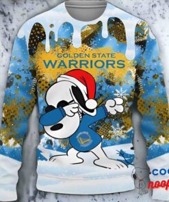 Golden State Warriors Snoopy Dabbing The Peanuts Football Ugly Christmas Sweater 1