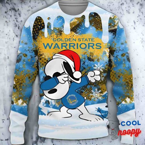 Golden State Warriors Snoopy Dabbing The Peanuts Football Ugly Christmas Sweater 1
