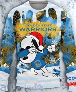 Golden State Warriors Snoopy Dabbing The Peanuts Sports Ugly Christmas Sweater 1