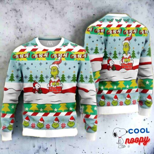Grinch Grinch Grinch With Snoopy Ugly Christmas Sweater 1