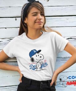 Irresistible Snoopy Los Angeles Dodger Logo T Shirt 4
