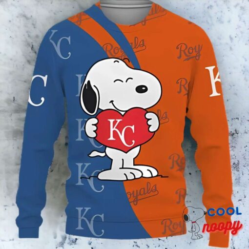 Kansas City Royals Snoopy Cute Heart Ugly Christmas Sweater Aop Gift 1