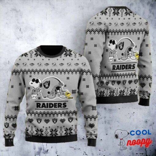 Las Vegas Raiders Cute The Snoopy Show Football Helmet Raiders Ugly Christmas Sweater 1