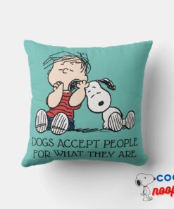 Linus Comforted With Snoopys Ear Throw Pillow 2