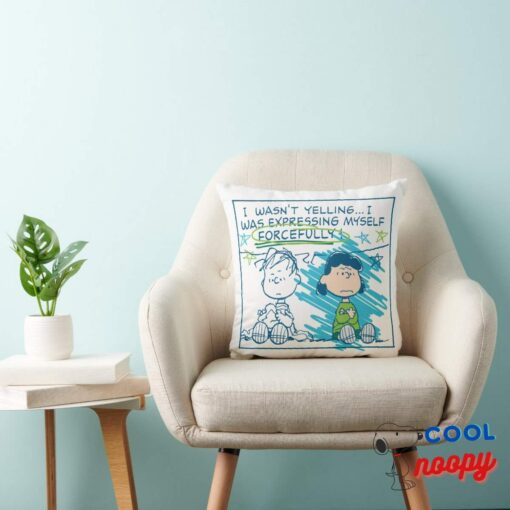 Linus Lucy I Wasnt Yelling Throw Pillow 3
