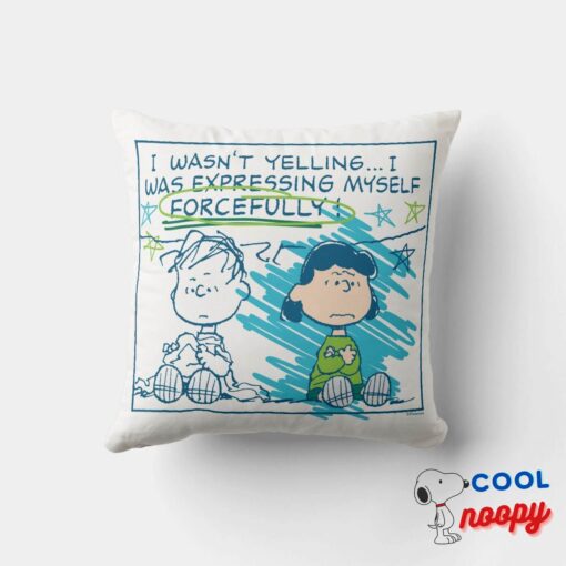 Linus Lucy I Wasnt Yelling Throw Pillow 4