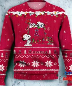 Los Angeles Angels Snoopy Christmas Light Woodstock Snoopy Ugly Christmas Sweater 1