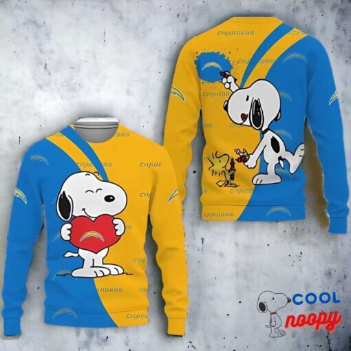Los Angeles Chargers Snoopy Cute Heart Funny Sweater 1