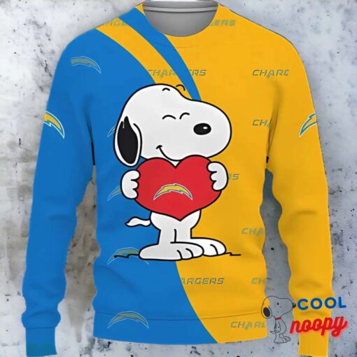 Los Angeles Chargers Snoopy Cute Heart Ugly Xmas Sweater 1