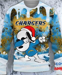 Los Angeles Chargers Snoopy Dabbing The Peanuts Sports Ugly Christmas Sweater 1