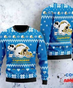 Los Angeles Chargers Snoopy Football Helmet Ugly Christmas Sweater 1