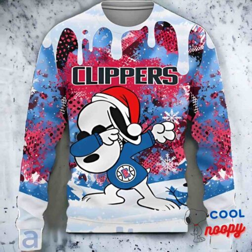 Los Angeles Clippers Snoopy Dabbing The Peanuts Sports Ugly Christmas Sweater 1