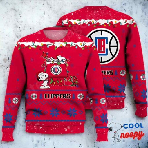 Los Angeles Clippers Snoopy Nba Ugly Christmas Sweater 1