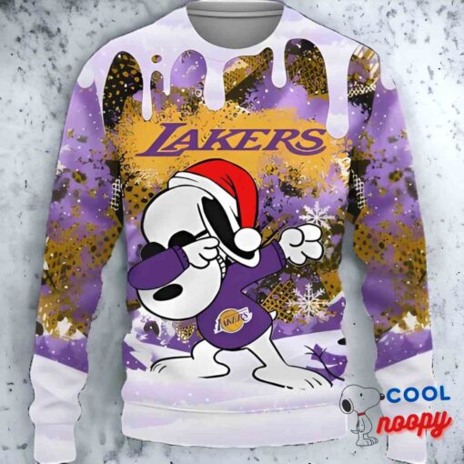 Los Angeles Lakers Snoopy Dabbing The Peanuts Ugly Christmas Sweater 1
