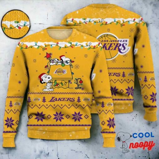 Los Angeles Lakers Snoopy Nba Ugly Christmas Sweater 1