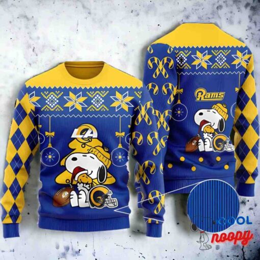 Los Angeles Rams Peanuts Snoopy Ugly Christmas Sweater 1