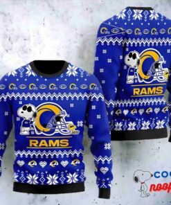 Los Angeles Rams Snoopy Football Helmet Ugly Christmas Sweater 1