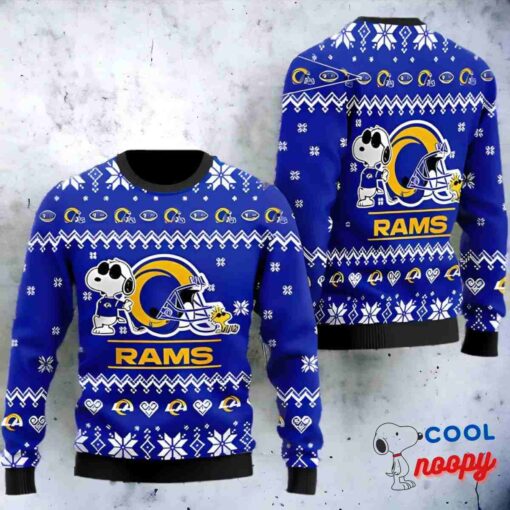 Los Angeles Rams Snoopy Football Helmet Ugly Christmas Sweater 1