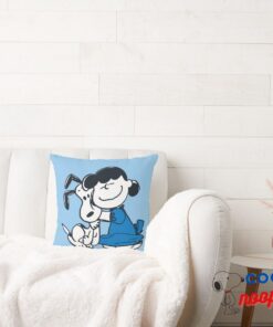 Lucy Hugging Snoopy Throw Pillow 2