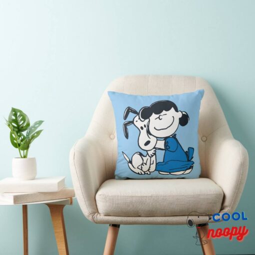 Lucy Hugging Snoopy Throw Pillow 3