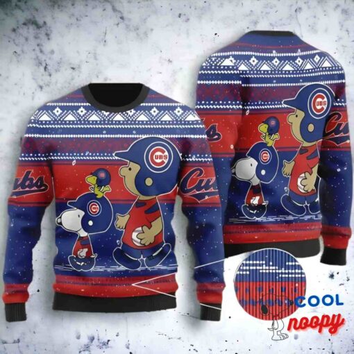 Mlb Chicago Cubs Snoopy And Charlie Brown Ugly Christmas Sweater 1