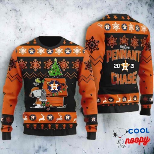 Mlb Houston Astros Snoopy All Over Print Christmas Ugly Sweater 1