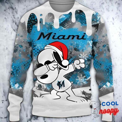 Mlb Miami Marlins Snoopy Dabbing The Peanuts Ugly Christmas Sweater 1