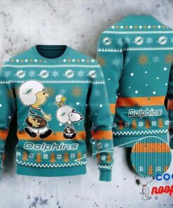 Miami Dolphins Peanuts Snoopy Ugly Christmas Sweater 1