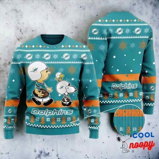 Miami Dolphins Peanuts Snoopy Ugly Christmas Sweater 1