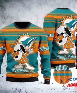 Miami Dolphins Snoopy Dabbing Christmas Gift Ugly Christmas Sweater 1