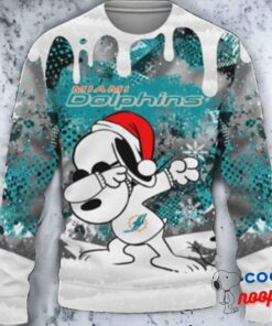 Miami Dolphins Snoopy Dabbing The Peanuts Sports Ugly Christmas Sweater 1