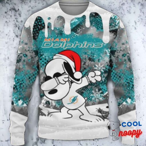 Miami Dolphins Snoopy Dabbing The Peanuts Sports Ugly Christmas Sweater 1