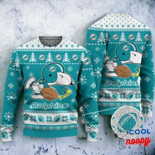 Miami Dolphins Snoopy Nfl Christmas Ugly Sweater Gift 1