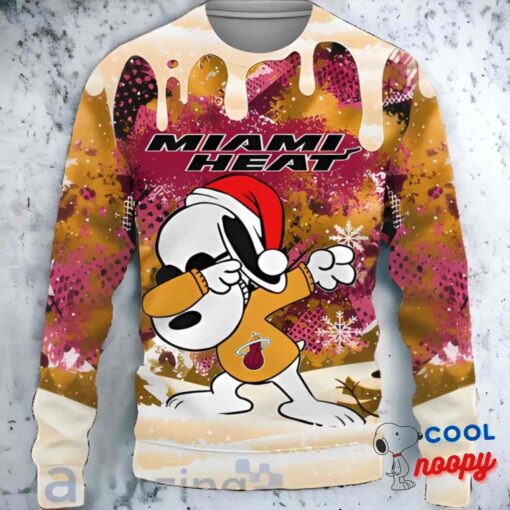 Miami Heat Snoopy Dabbing The Peanuts Sports Ugly Christmas Sweater 1
