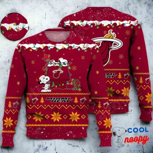 Miami Heat Snoopy Nba Ugly Christmas Sweater 1