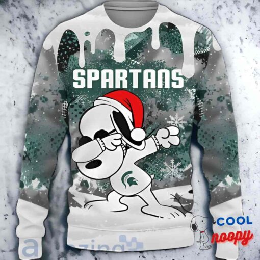 Michigan State Spartans Snoopy Dabbing The Peanuts Sports Ugly Christmas Sweater 1