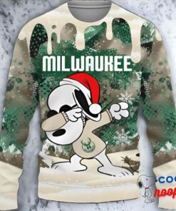 Milwaukee Bucks Snoopy Dabbing The Peanuts Sports Ugly Christmas Sweater 1