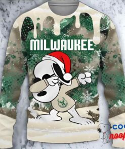 Milwaukee Bucks Snoopy Dabbing The Peanuts Ugly Christmas Sweater 1