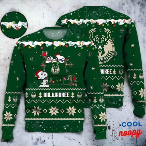 Milwaukee Bucks Snoopy Nba Ugly Christmas Sweater 1