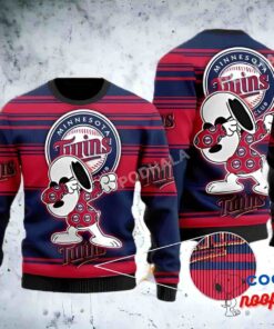 Minnesota Twins Mlb Snoopy Lover Xmas Gifts Ugly Christmas Sweater 1