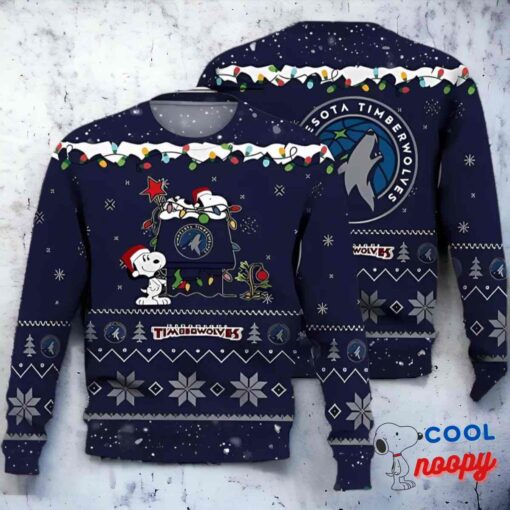 Minnesota Twins Snoopy Christmas Light Woodstock Holiday Gift Ugly Christmas Sweater 1