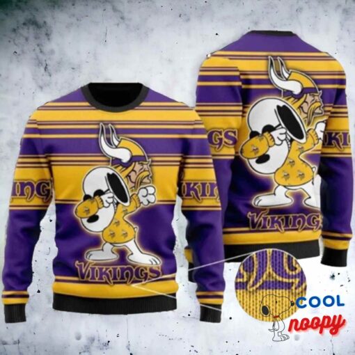 Minnesota Vikings Snoopy Dabbing Ugly Christmas Sweater 1