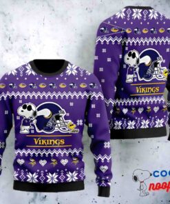 Minnesota Vikings Snoopy Football Helmet Christmas Ugly Sweater 1