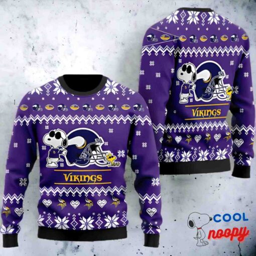 Minnesota Vikings Snoopy Football Helmet Christmas Ugly Sweater 1