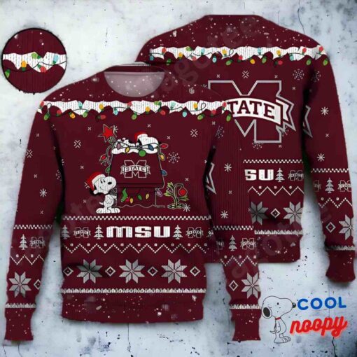 Mississippi State Bulldogs Snoopy Ncaa Ugly Christmas Sweater 1